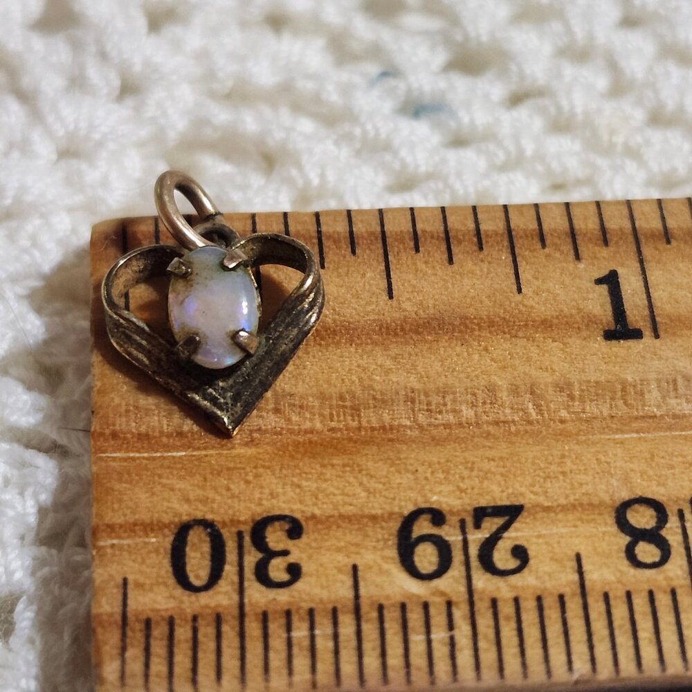 signed gold and opal heart pendant vintage